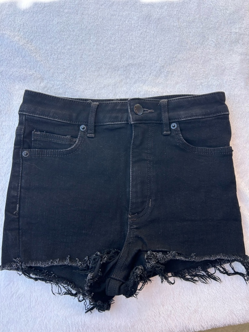 We The Free Black Distressed Frayed Hem Denim Shorts